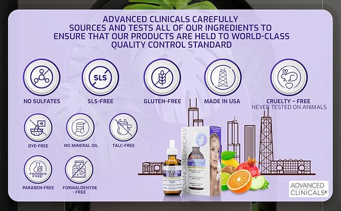 Advanced Clinicals Hyaluronic Acid Moisturizer Face Serum + Collagen Peptide - Image 7