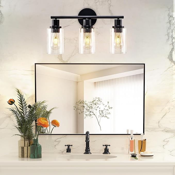 DLLT 3-Light Bathroom Light Fixtures: Set of 2 Black Modern Vanity Lights - Image 7
