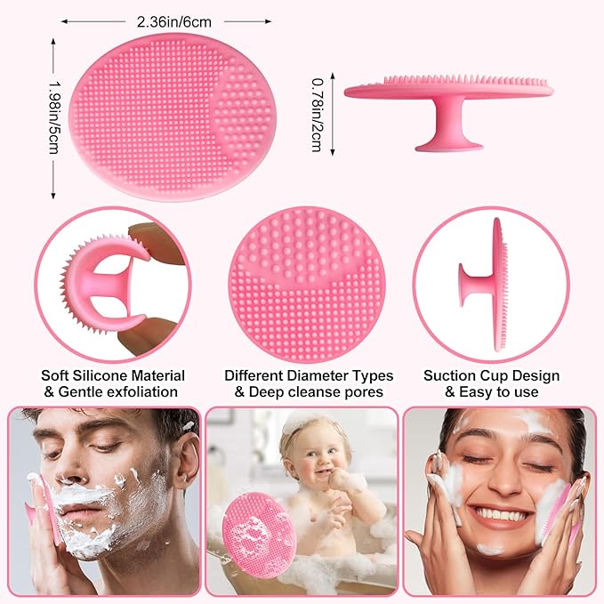 MUiiGOOD 2pcs Silicone Face Scrubber Round Pads Face Mask Brush Exfoliating Lip - Image 4