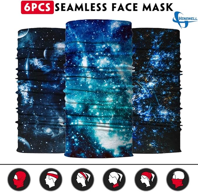 Venswell Neck Gaiter Face Mask Men Women, Seamless Bandana Rave Face Cover - Image 3