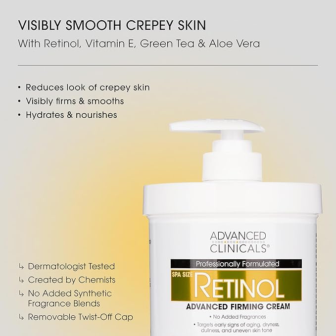 Advanced Clinicals Unscented Retinol Body Lotion & Face Moisturizer + Manuka - Image 2