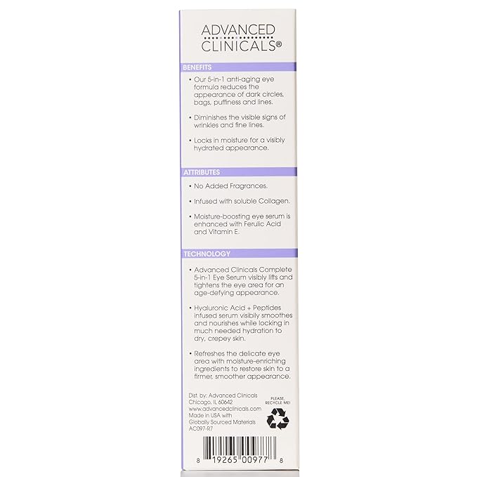 Advanced Clinicals 5-in-1 Eye Serum | Multi-Benefit Visible Anti Aging Under - Image 9