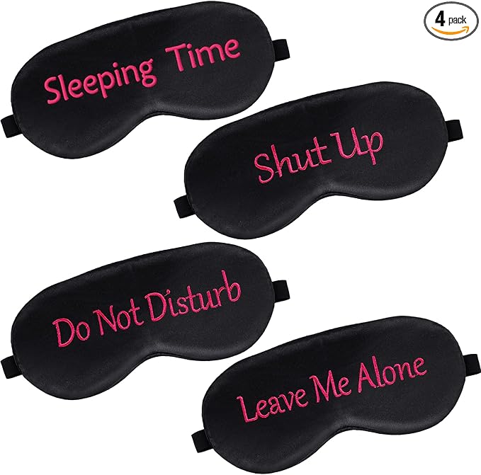 Geyoga 4 Pieces Funny Eye Mask for Sleep Soft Satin Blocking Blindfold by Geyoga