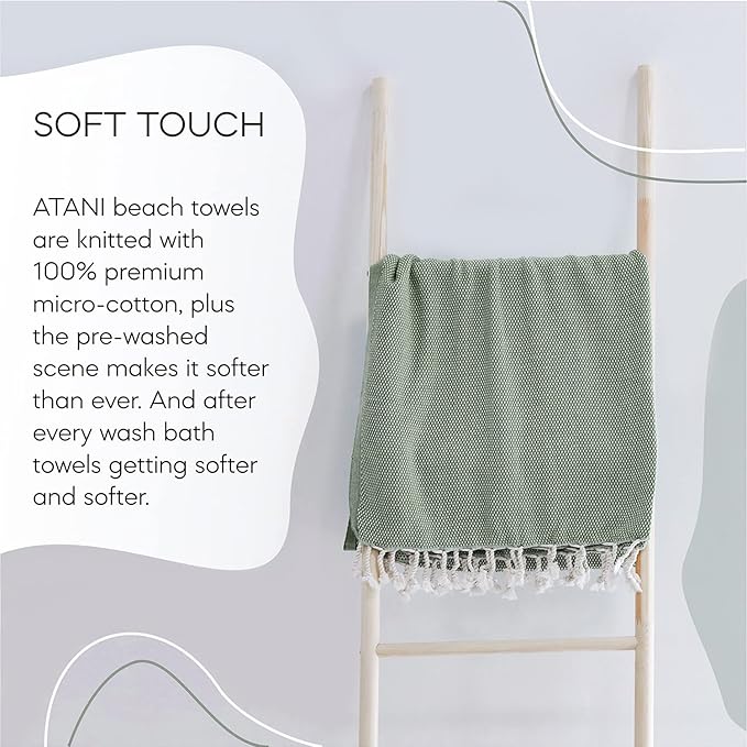 ATANI 69x35 in Oversized Turkish Beach Towel Set - Image 9