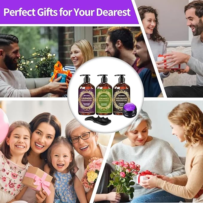 Mothers Day Gifts for Wife, Massage Oil for Massage Therapy, 3 Pack Cellulite - Image 8