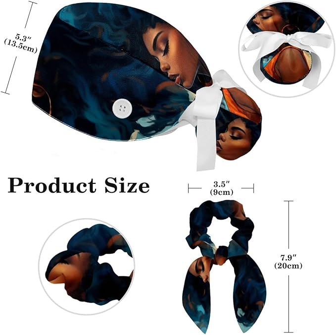Scrub Cap with Hair Scrunchy, Ponytail Holder Surgical Cap - Image 2