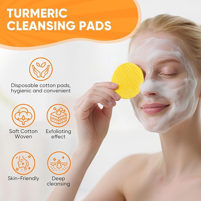 Turmeric Cleansing Pads 50 Pcs+Tumeric Soap Bar+Tumeric Face Wash - Image 7
