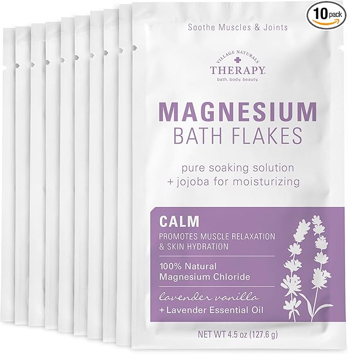 Village Naturals Therapy Calm Magnesium Bath Flakes, Lavender Vanilla Scent by VillageNaturalsTherapy