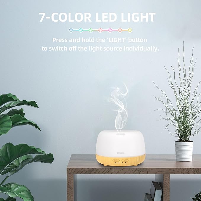SEEDSEEL 300ML Essential Oil Diffuser, Quiet 8 Hours Operation, 7-Color LED - Image 7
