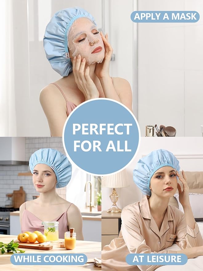 Years calm Shower Caps for Women Reusable Waterproof, Double Layer Waterproof - Image 8