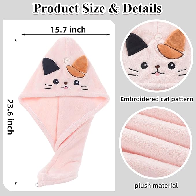 2Pack Microfiber Hair Towel Wrap - Image 3