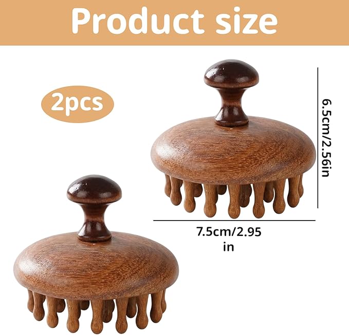 2 Pack Bamboo Brush for Hair Growth, Wooden Scalp Massager for Daily Stress - Image 2