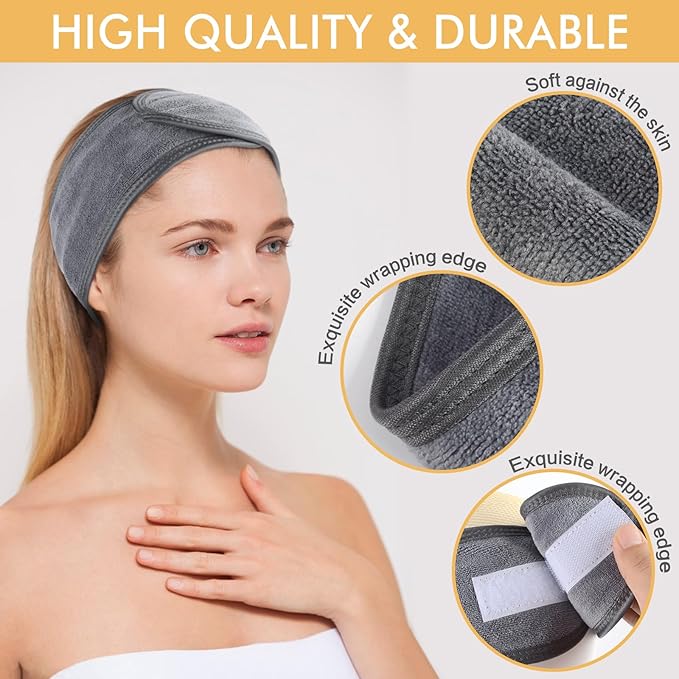 SINLAND Spa Headband for Women 6 Counts Adjustable Makeup Hair Band - Image 2