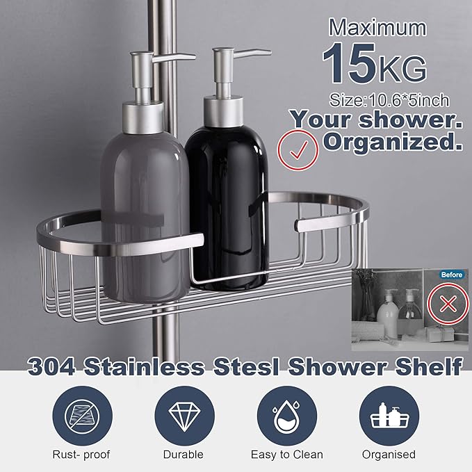 SonTiy Rain Shower Head with Handheld Spray and Shower Shelf, All Metal Shower - Image 6