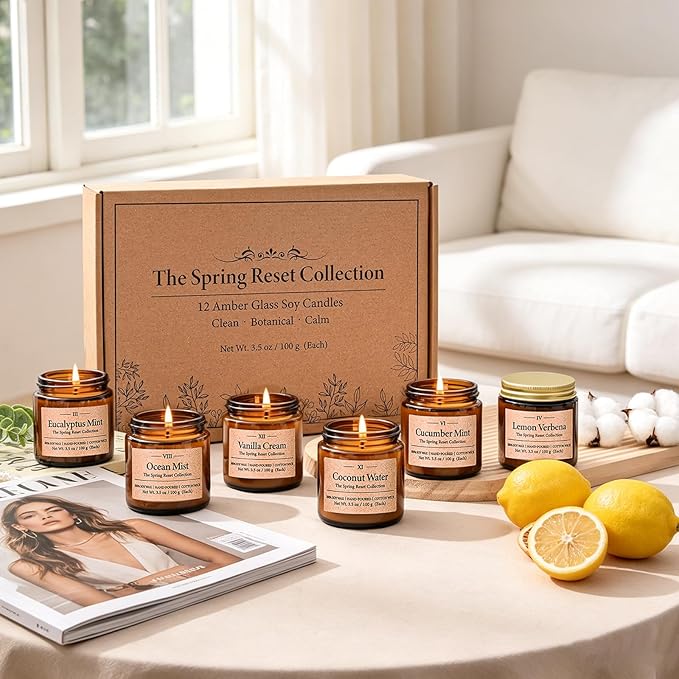 12 Pack Scented Soy Candles Set, 3.5oz Glass Jar Aromatherapy Candles, 20-25H - Image 7