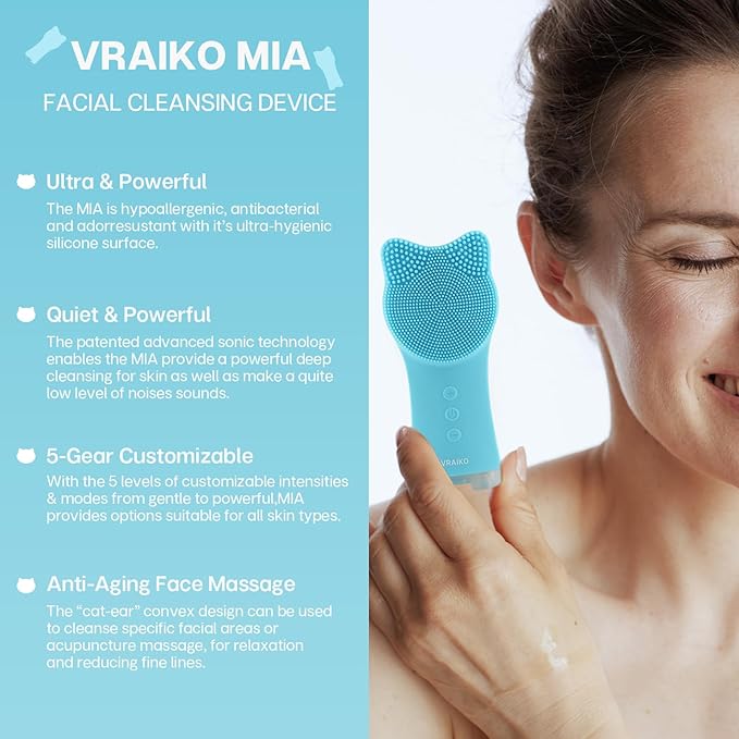 VRAIKO MIA Facial Cleansing Brush, Waterproof Rechargeable Face Cleansing Brush - Image 2