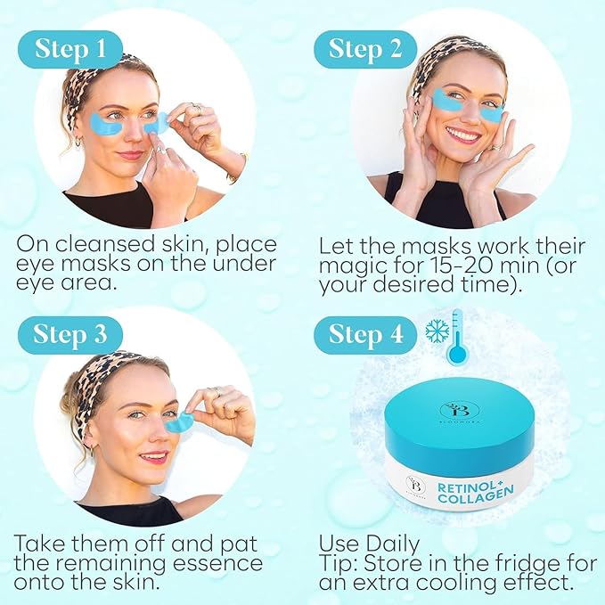 BLOOMORA Retinol & Collagen Under Eye Patches, Under Eye Mask - Image 6