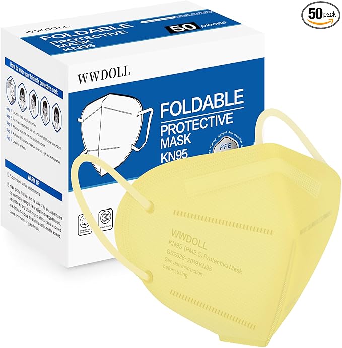 WWDOLL KN95 Face Mask 50 Pack, 5-Layers Breathable KN95 Masks by WWDOLL