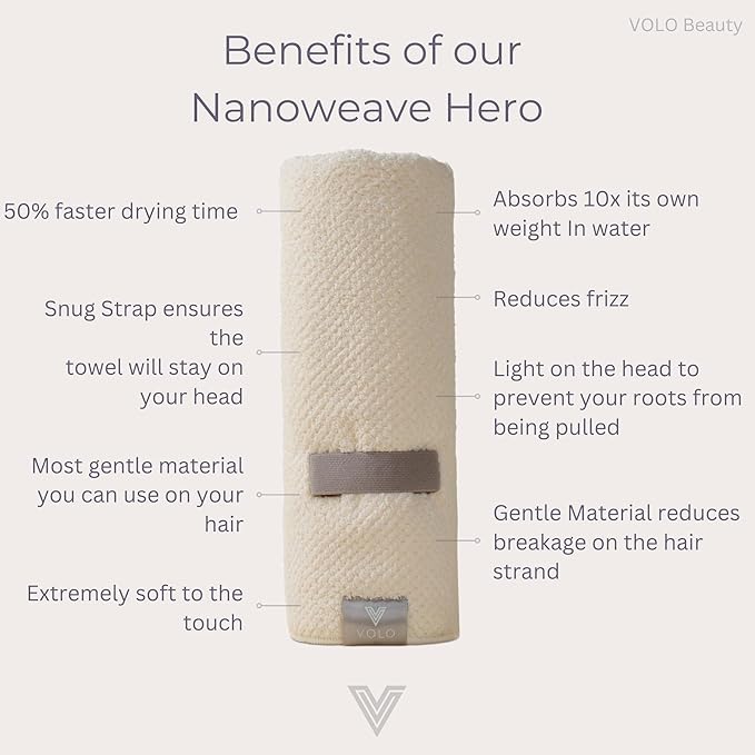 VOLO Hero Hair Towel – Ultra Soft Nanoweave™ Microfiber, Super Absorbent Quick - Image 3