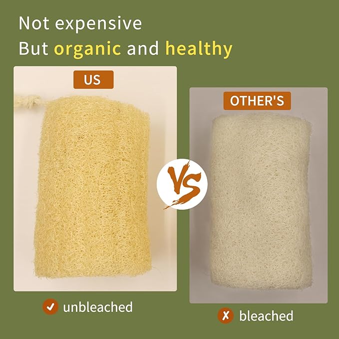 Natural loofah Sponges Exfoliating Body Scrubber, Real Luffa Unveil Your Skin's - Image 5