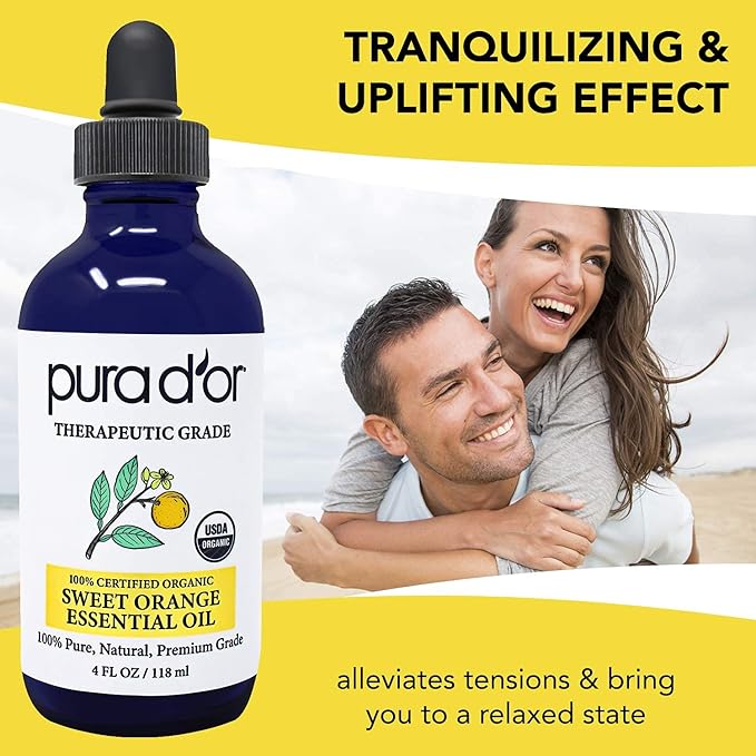 PURA D'OR Organic Sweet Orange Essential Oil 100% Pure & Natural Therapeutic - Image 2