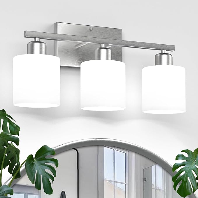 Bathroom Light Fixtures Over Mirror Brushed Nickel, Rustproof 3-Light Bathroom by Dekang