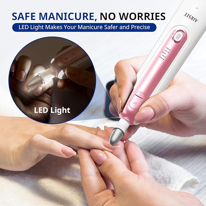 AIRSEE Professional Manicure Pedicure Kit, Cordless 6 in 1 Electric Nail File - Image 5