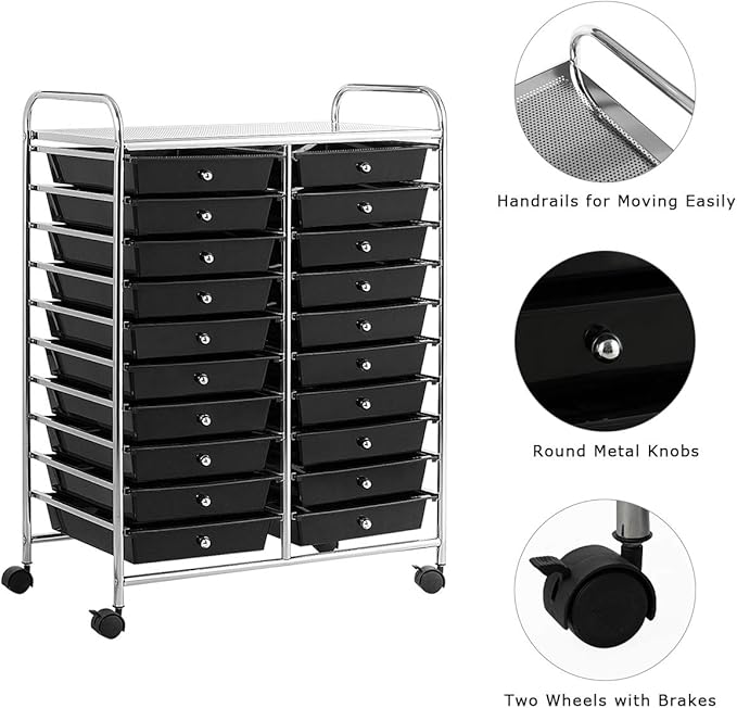 Giantex 20 Drawer Rolling Storage Cart Tools Scrapbook Paper Office School - Image 6