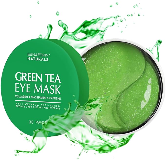 Under Eye Patches for Dark Circles: 30 Pairs Green Tea Eye Gels Pads by ENASKINNATURALS