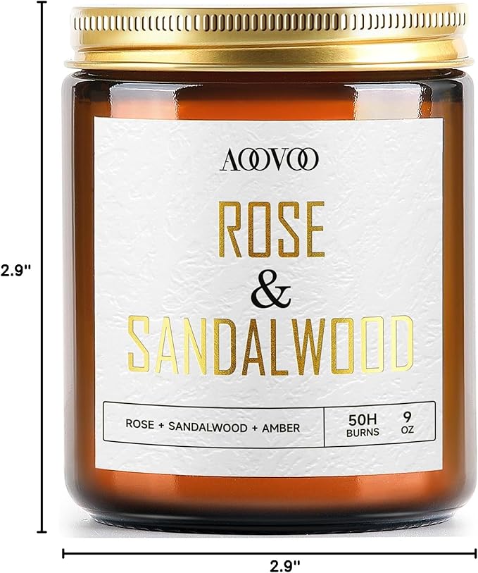 AOOVOO Rose Sandalwood Candles - 9 oz Scented Candles - Image 8