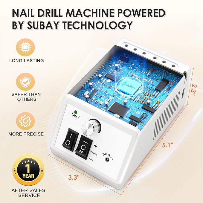 SUBAY Professional Finger Toe Nail Care Electric Nail Drill Machine Manicure - Image 4