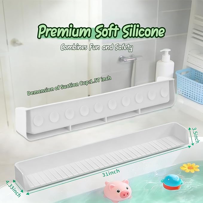 Bathtub splash guard for tub kids& Bath Shelf for Kids – Toddler Bath Tray - Image 2