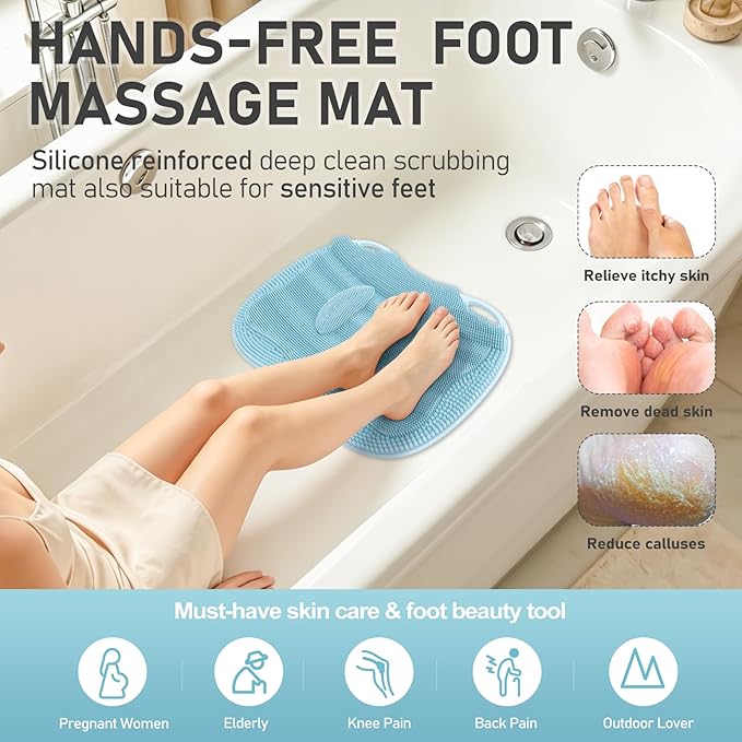 XL Shower Foot Scrubber Mat, Silicone Feet Massage Scrubber in Shower Clean - Image 5