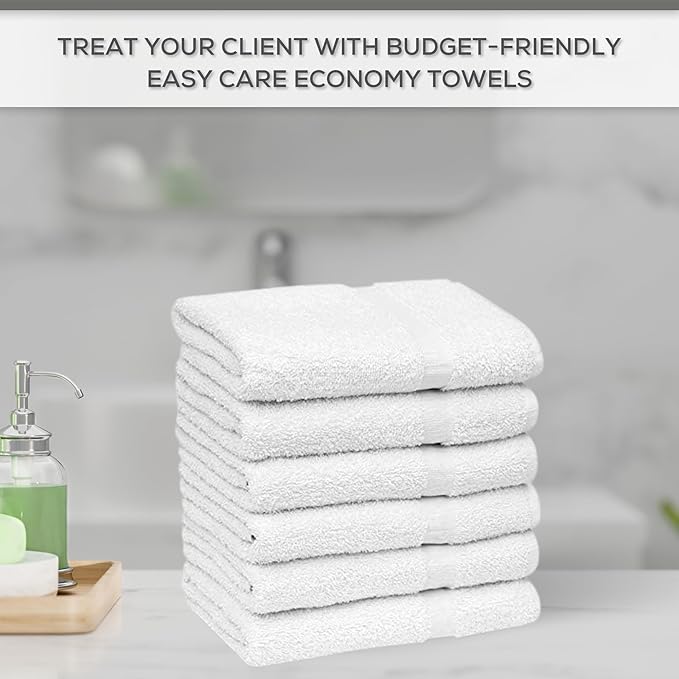 GOLD TEXTILES 6 White Economy Bath Towels Bulk Cotton Blend - Image 3