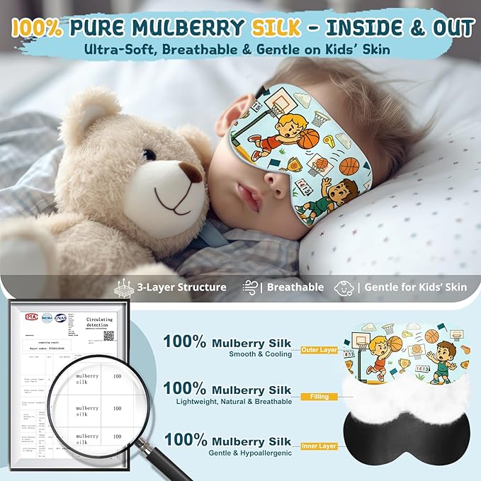 Kids Sleep Mask – 100% Mulberry Silk Eye Mask - Image 2