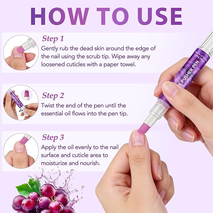4-in-1 Cuticle Oil Pen for Nails, Nail Cuticle Polishing & Remover Tool - Image 7