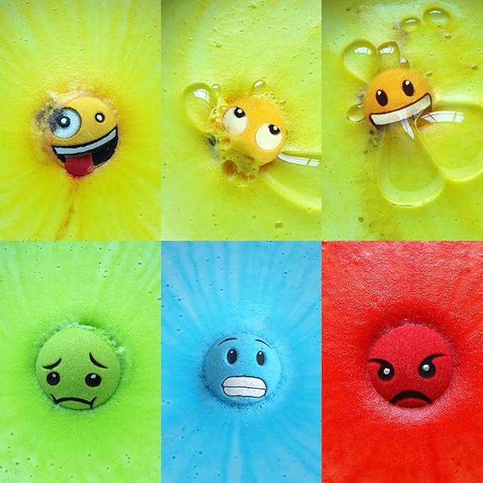 HZEX Large Emotion Face Bath Bombs Set of 6 – Fun Emoji-Inspired Spa Fizzies – - Image 5