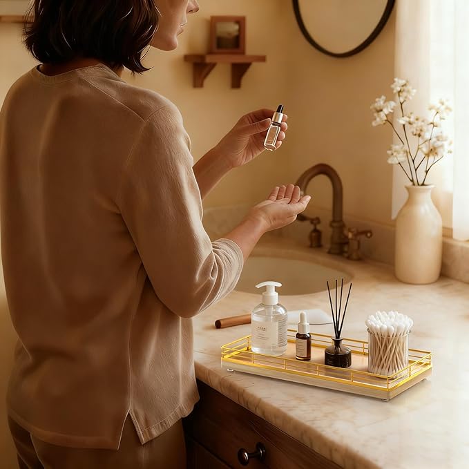 Bathroom Vanity Tray for Countertop, Bathroom Organizer for Soap, Perfume & - Image 6