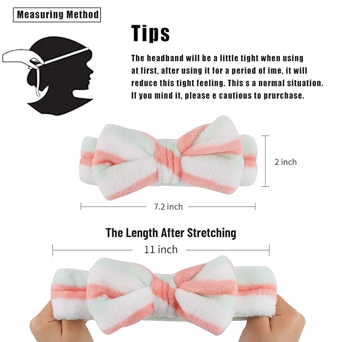 Casoty 6 Pcs Skincare Headband Bow Hair Band Spa Headband - Image 4