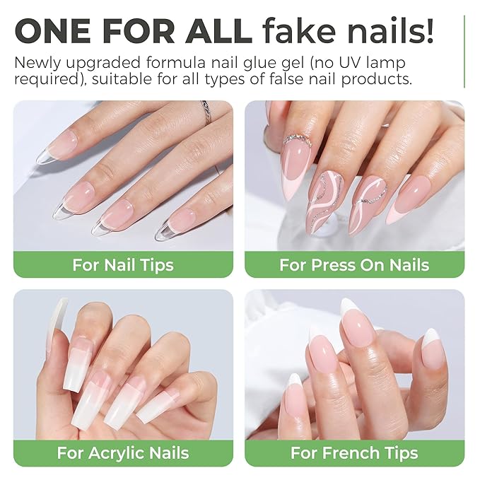 UNA GELLA Gel Nail Glue for Press Ons: 10s Fast Dry No U V Lamp Needed Glue Gel - Image 4