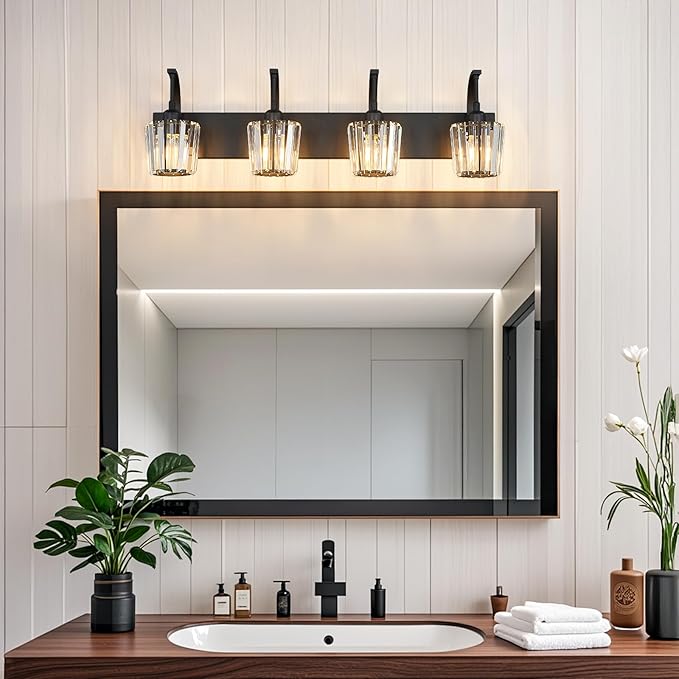 Modern Bathroom Vanity Light, 4-Light Black Wall Sconce - Image 3