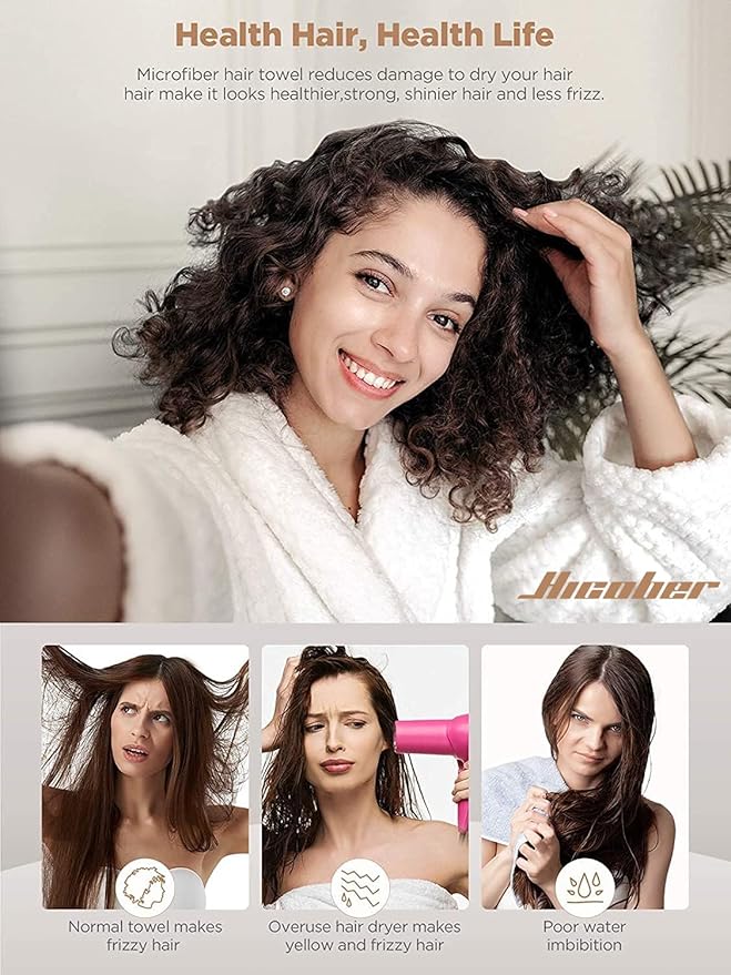 Hicober Microfiber Hair Towel, 3 Packs Hair Turbans - Image 4