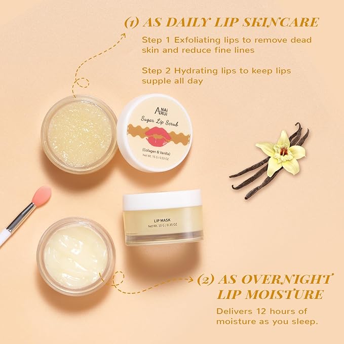 ANAI RUI Lip Mask and Scrub Set, Lip Sleeping Mask & Lip Exfoliator Scrub - Image 7