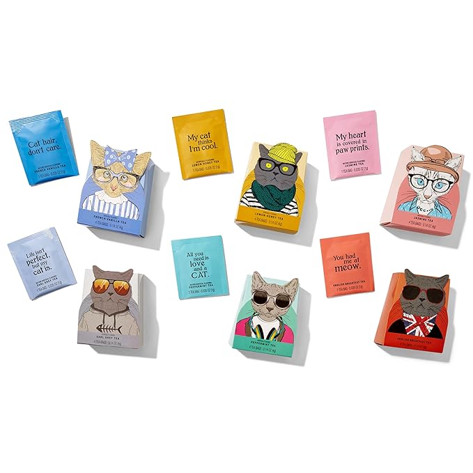 Thoughtfully Gourmet Cat Lover's Tea Gift Set: Includes 24 Teas in 6 Flavors - Image 3