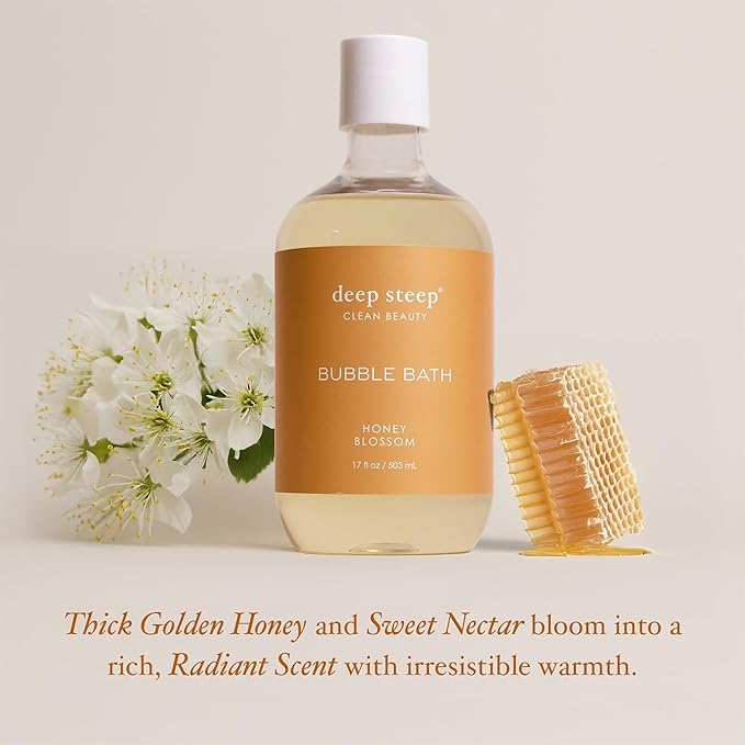 Deep Steep Bubble Bath, Honey Blossom 17 oz – Hypoallergenic, Clinically Tested - Image 4