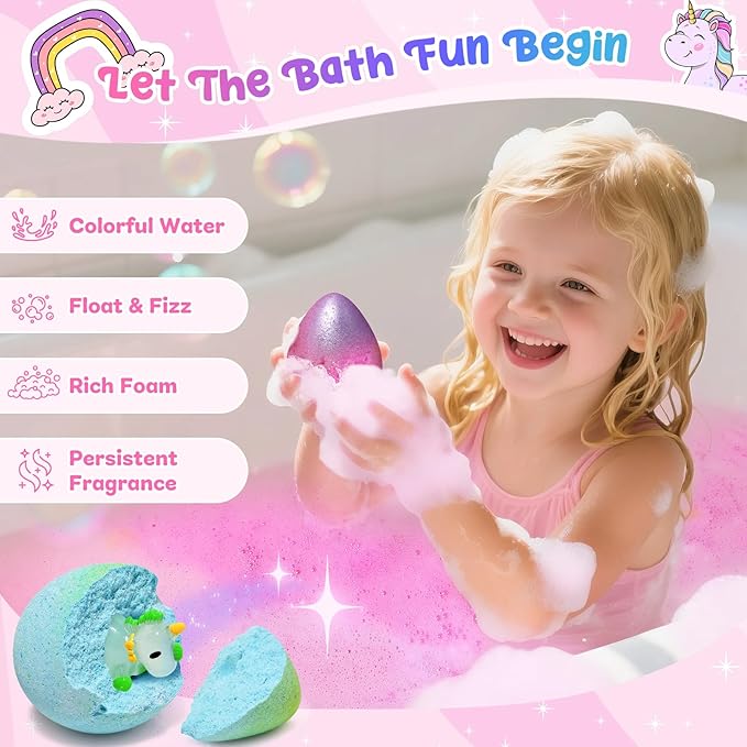 Unicorn Bath Bombs with Surprise Toys Inside, Birthday Mothers Day Gifts - Image 6