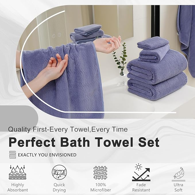 4 Piece Extra Large Bath Towel 35"x70" Oversized Bath Sheet Bath Towel Set - Image 7