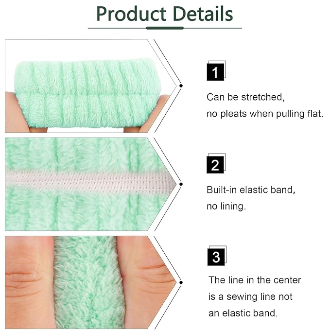 VELSCRUN Spa Headband, Makeup Face Wash Skincare Headbands, Stuff - Image 8