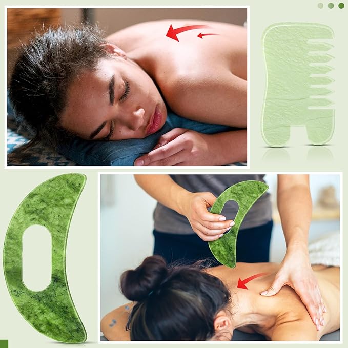 BBTO 2 Pcs Jade Comb for Scalp Massage Gua sha Comb for Head Body spa Hair - Image 3