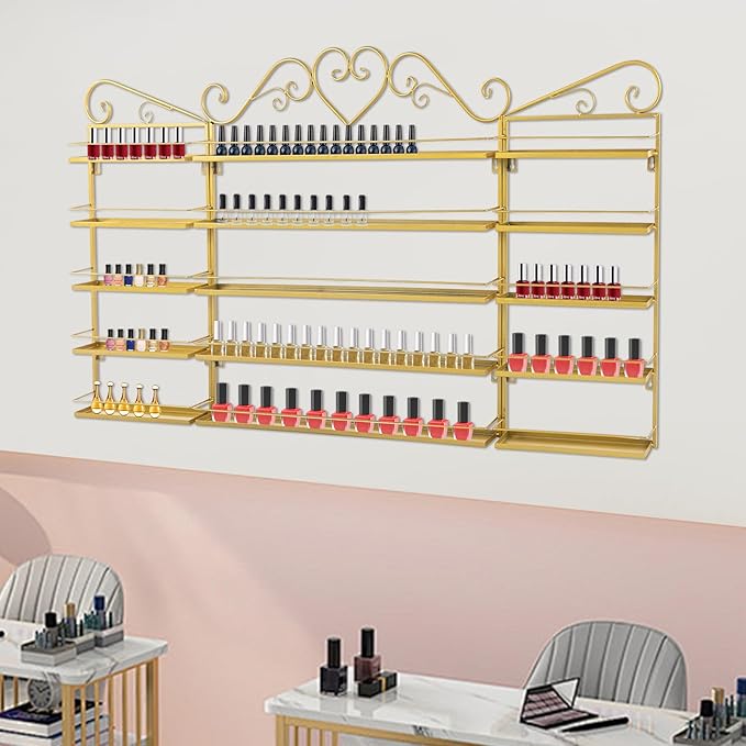 3PCS Wall-Mounted Nail Polish Racks, 5-Tier Metal Makeup Display Wall Shelf - Image 4